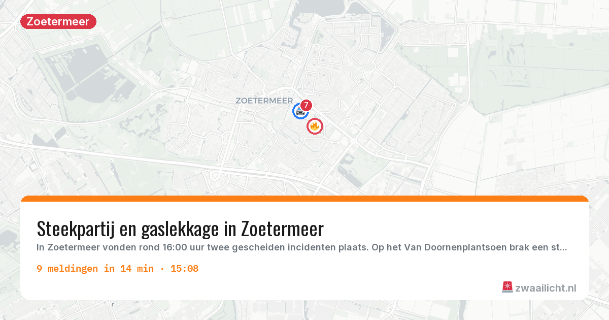 Kaart van de activiteitspiek bij Zoetermeer