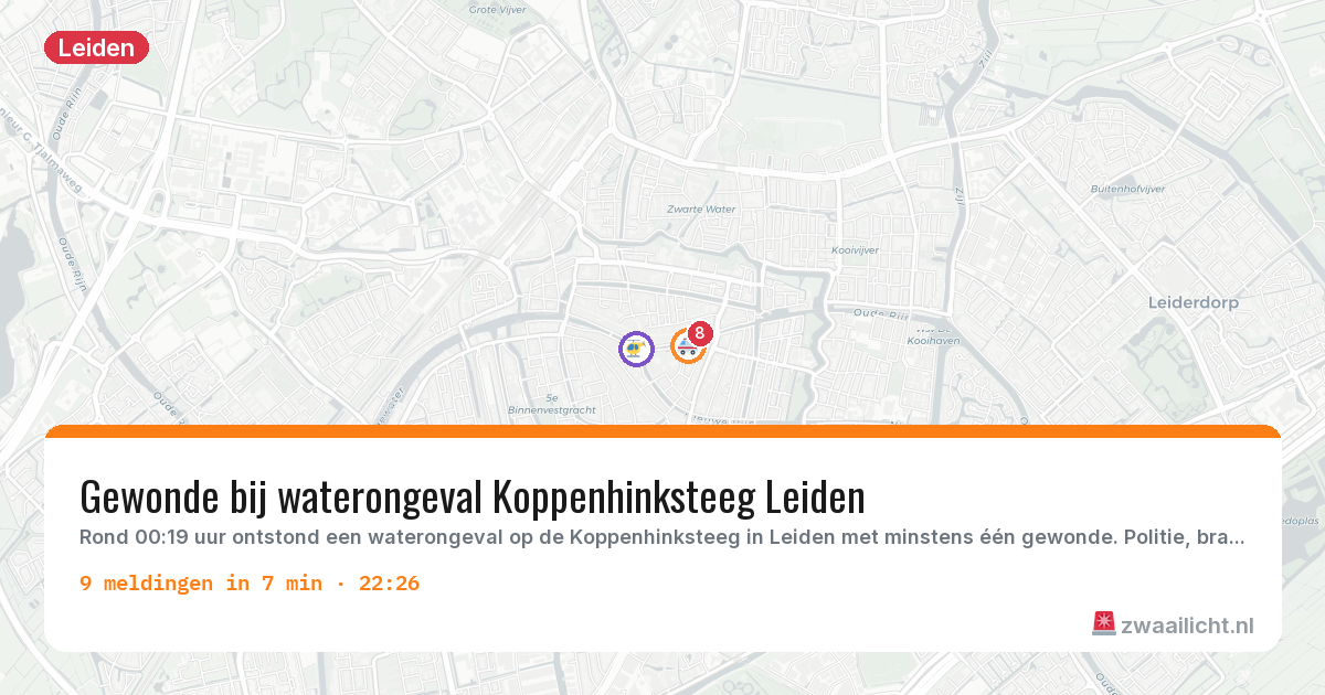 Kaart van de activiteitspiek bij Leiden