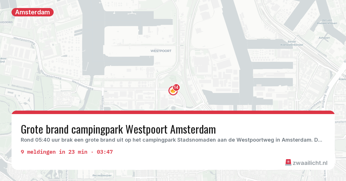 Kaart van de activiteitspiek bij Amsterdam