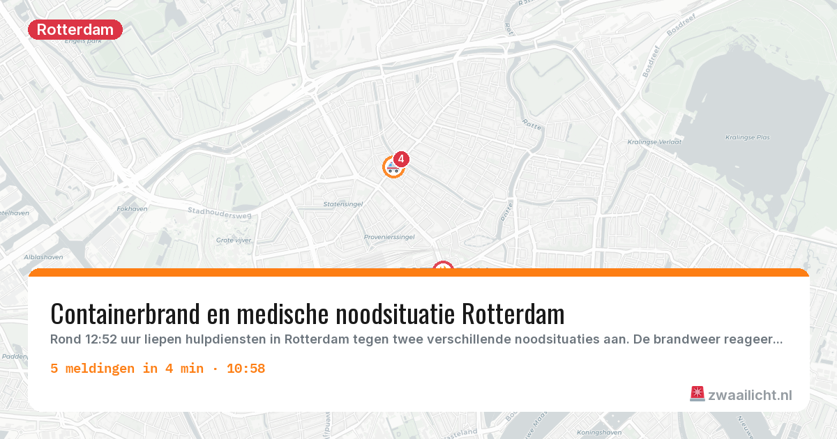 Kaart van de activiteitspiek bij Rotterdam