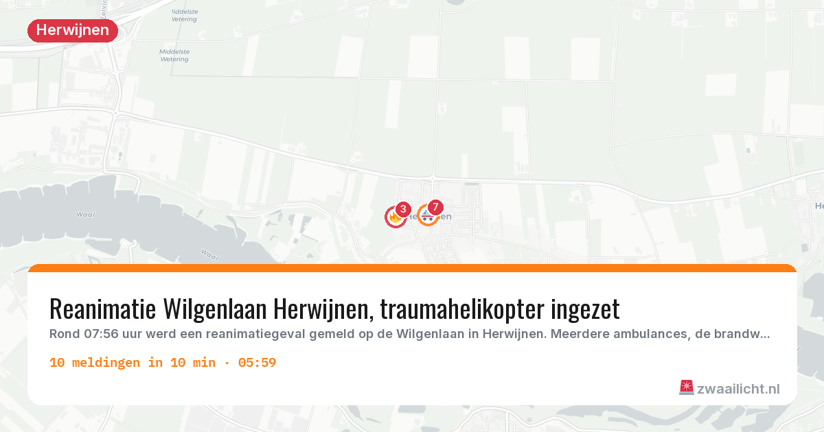 Kaart van de activiteitspiek bij Herwijnen