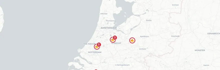 Kaart van Zeer grote flatbrand Heiningen Bergen op Zoom