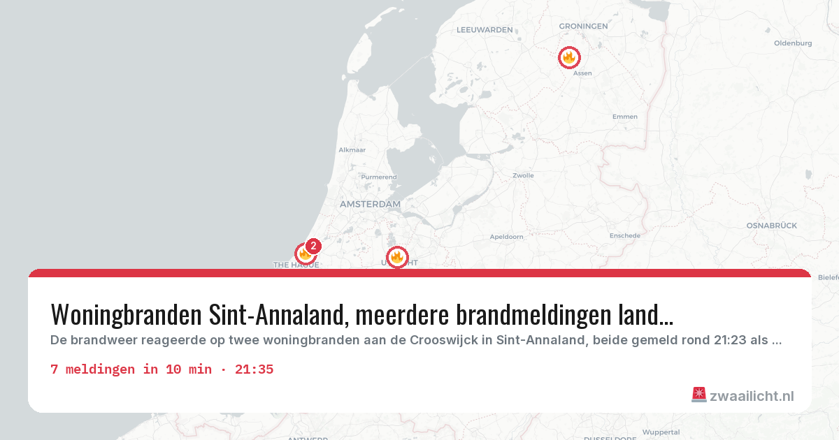 Kaart van de activiteitspiek bij Brandweer