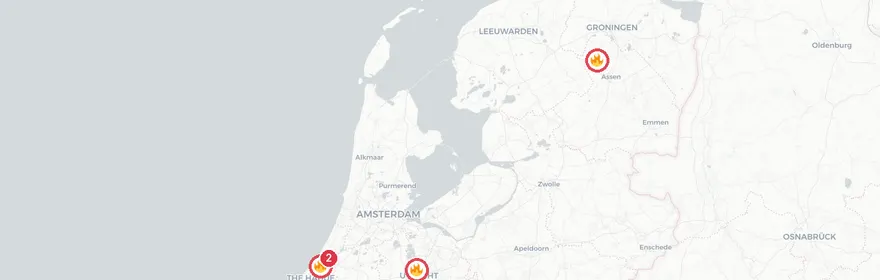 Kaart van Woningbranden Sint-Annaland, meerdere brandmeldingen land...