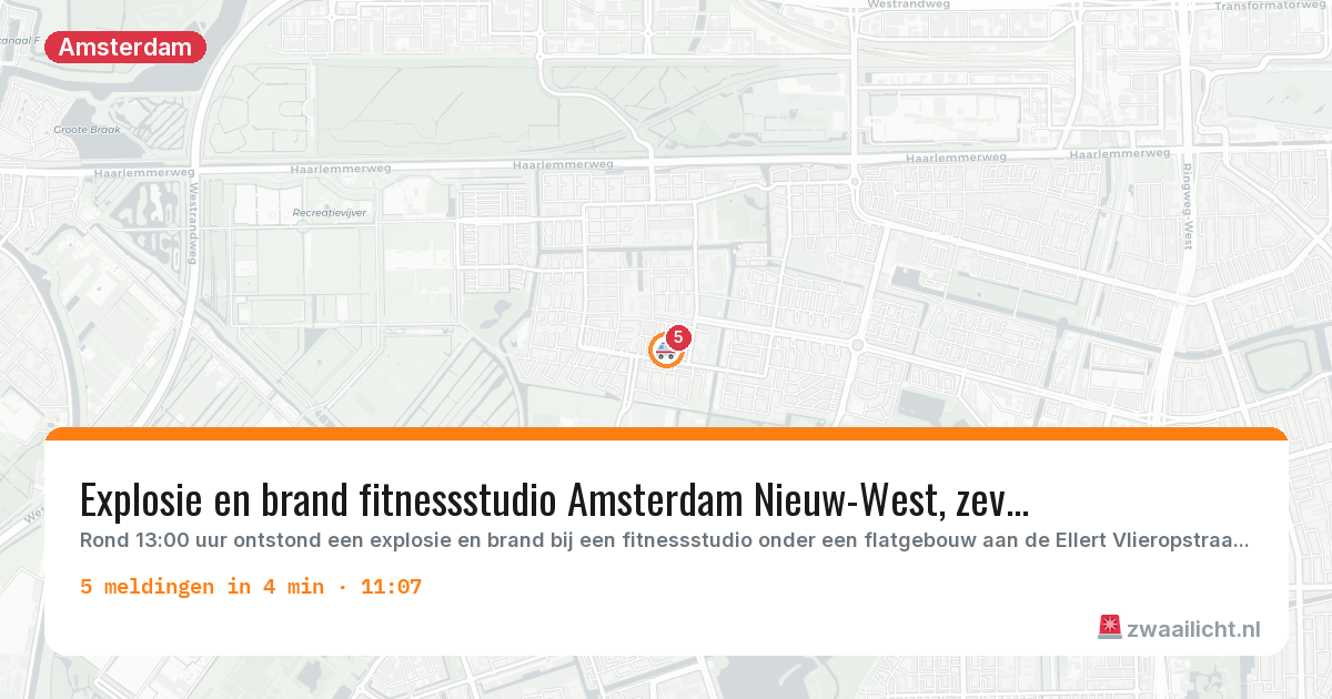 Kaart van de activiteitspiek bij Amsterdam