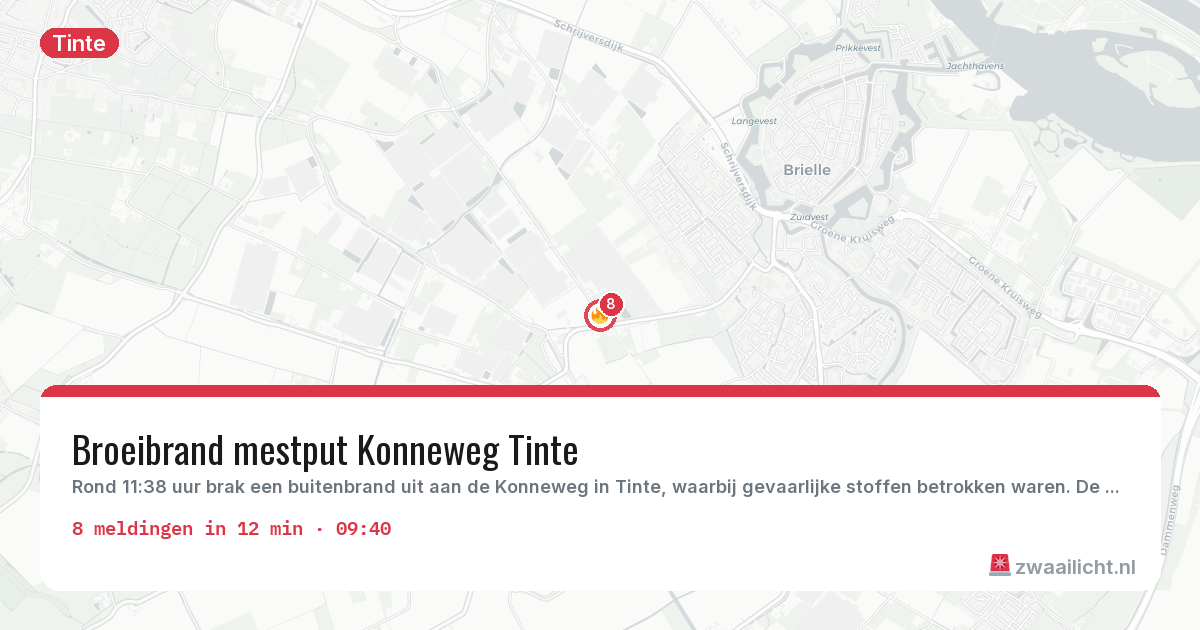 Kaart van de activiteitspiek bij Tinte