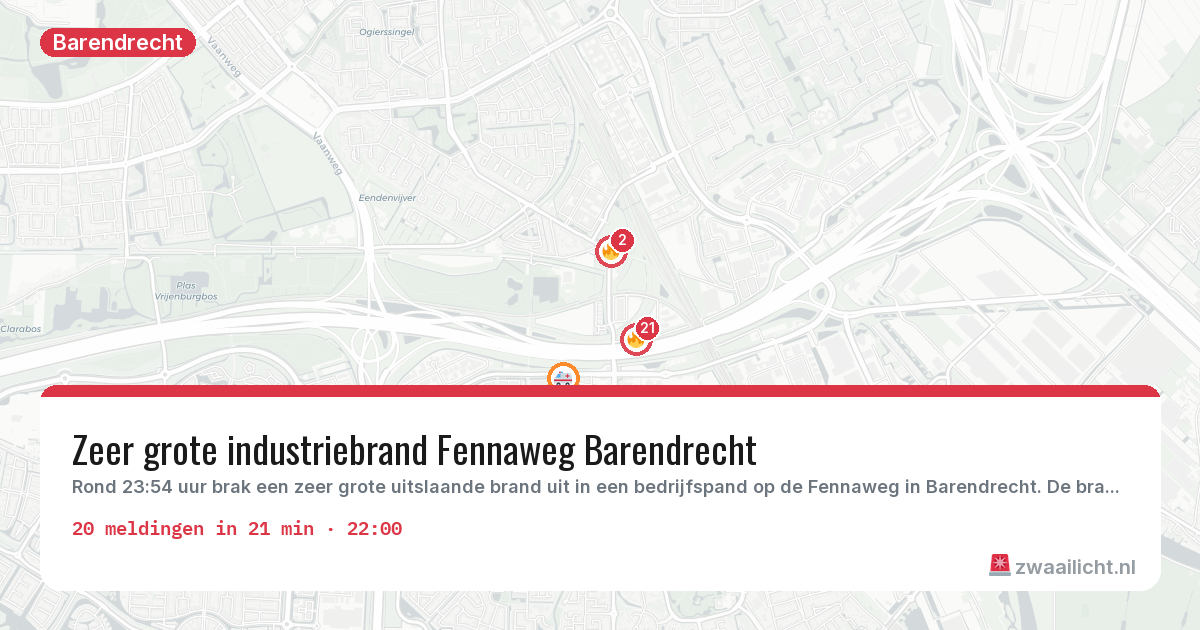 Kaart van de activiteitspiek bij Barendrecht