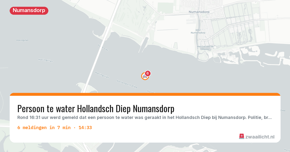 Kaart van de activiteitspiek bij Numansdorp