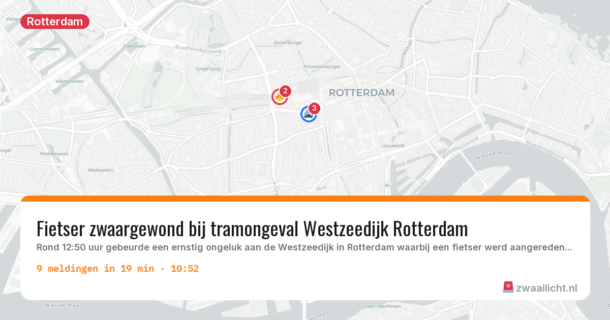 Kaart van de activiteitspiek bij Rotterdam