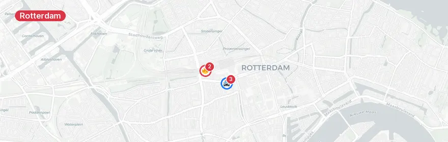 Kaart van Fietser zwaargewond bij tramongeval Westzeedijk Rotterdam
