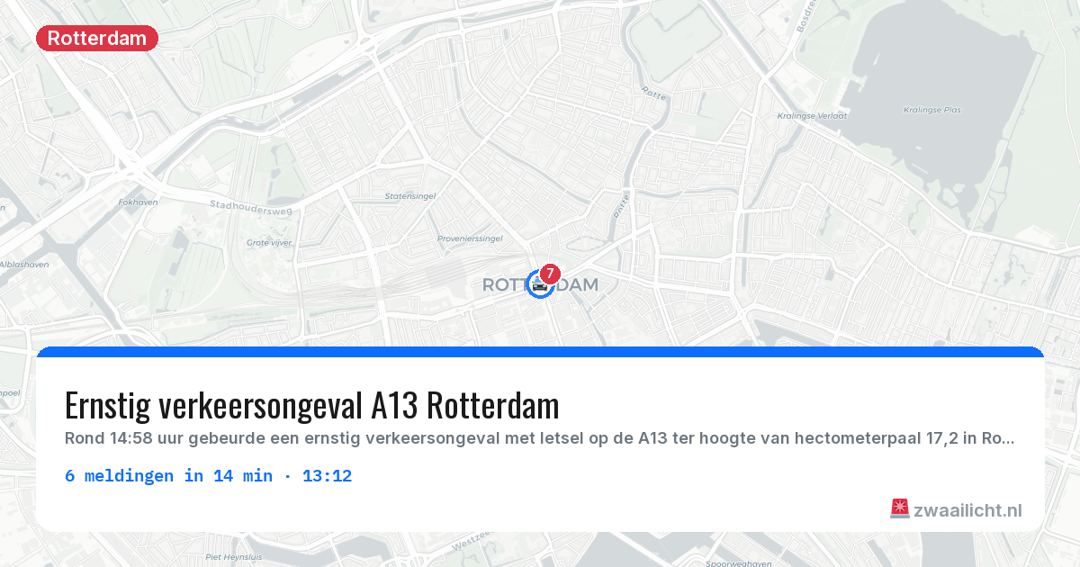Kaart van de activiteitspiek bij Rotterdam