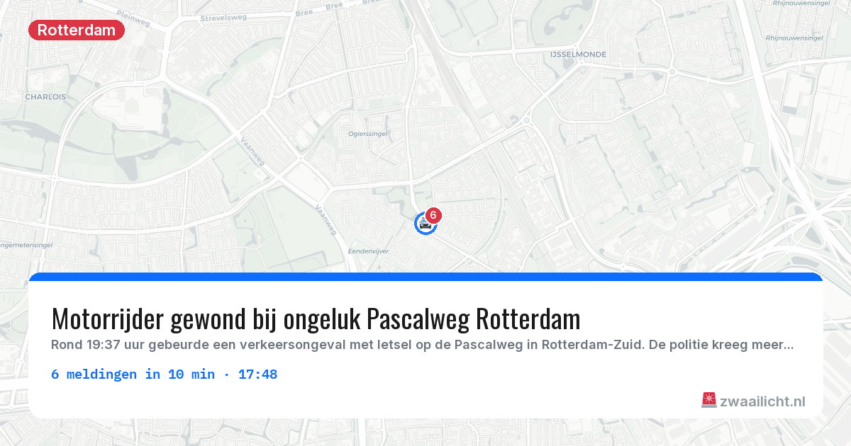 Kaart van de activiteitspiek bij Rotterdam