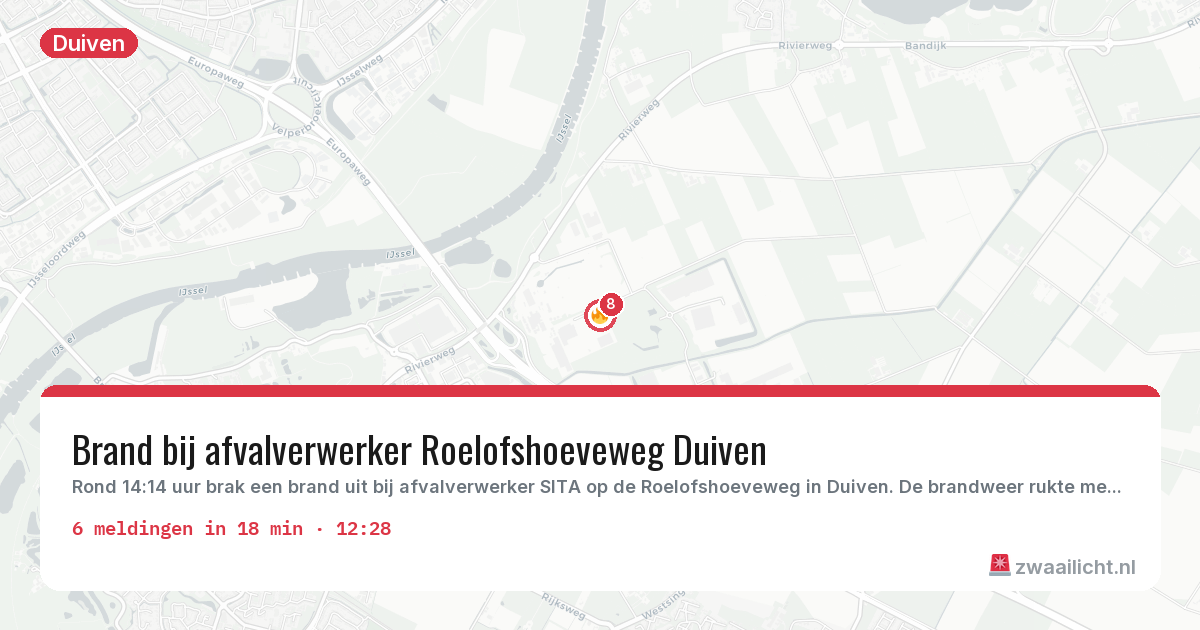 Kaart van de activiteitspiek bij Duiven