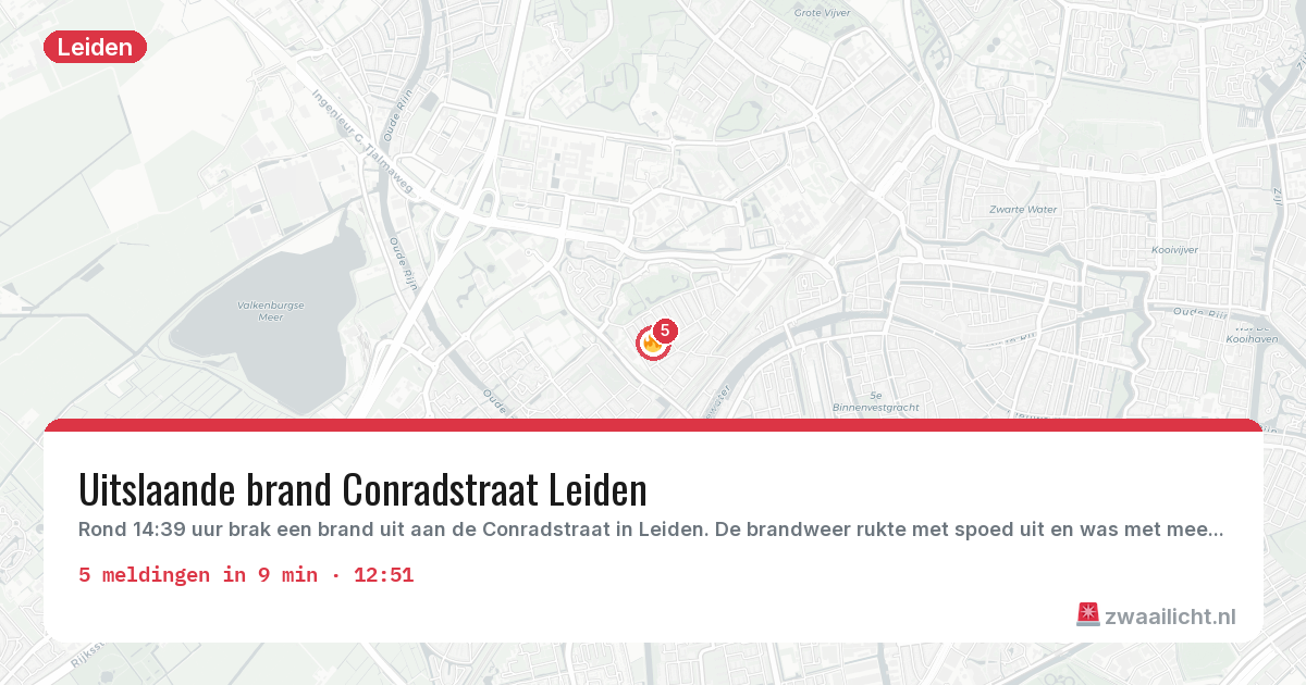 Kaart van de activiteitspiek bij Leiden