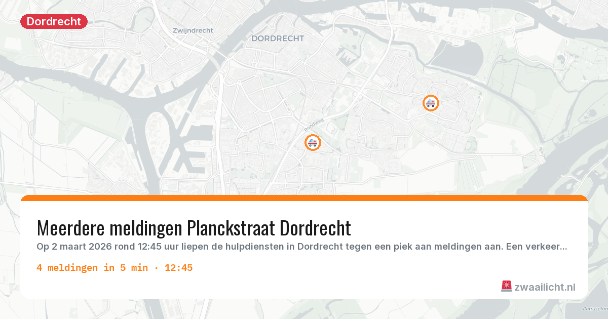 Kaart van de activiteitspiek bij Dordrecht