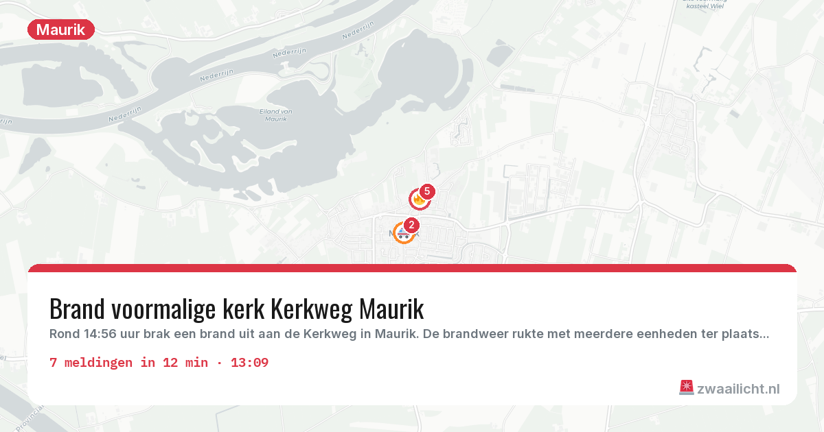 Kaart van de activiteitspiek bij Maurik