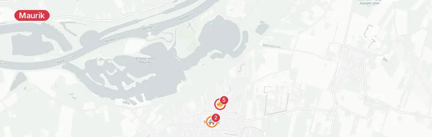 Kaart van Brand voormalige kerk Kerkweg Maurik