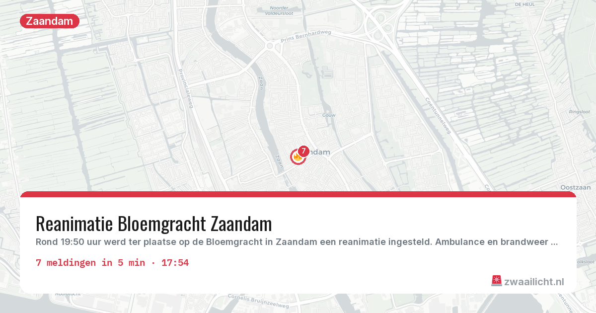 Kaart van de activiteitspiek bij Zaandam