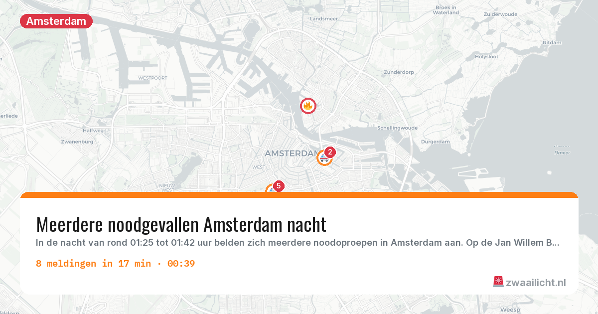 Kaart van de activiteitspiek bij Amsterdam