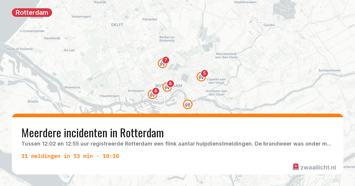 Kaart van de activiteitspiek bij Rotterdam