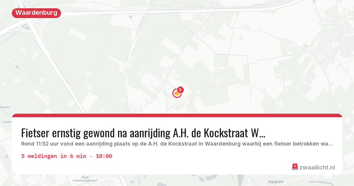 Kaart van de activiteitspiek bij Waardenburg