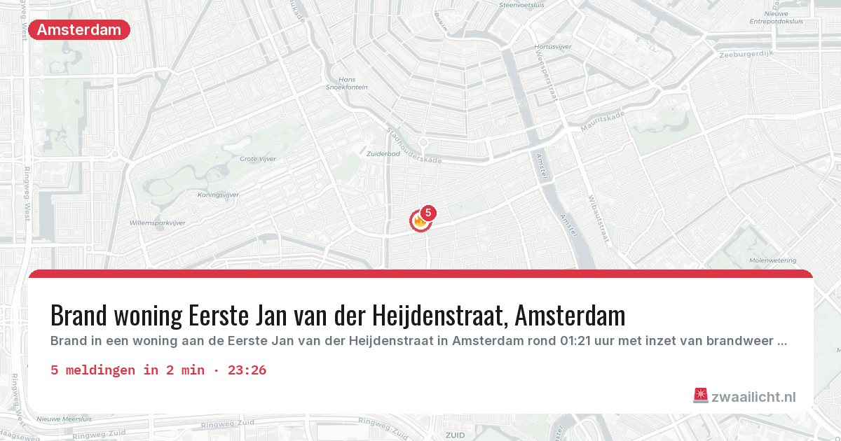 Kaart van de activiteitspiek bij Amsterdam