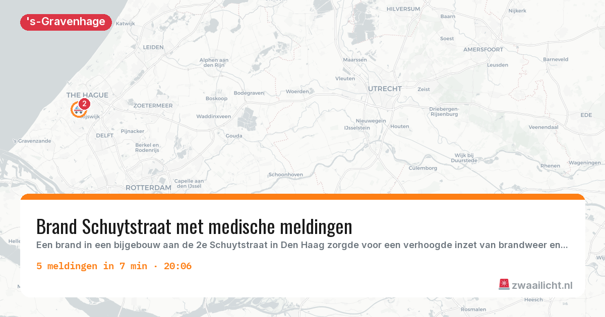 Kaart van de activiteitspiek bij 's-Gravenhage