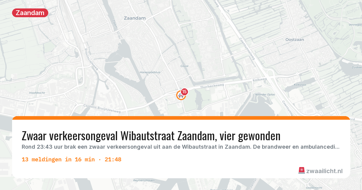 Kaart van de activiteitspiek bij Zaandam