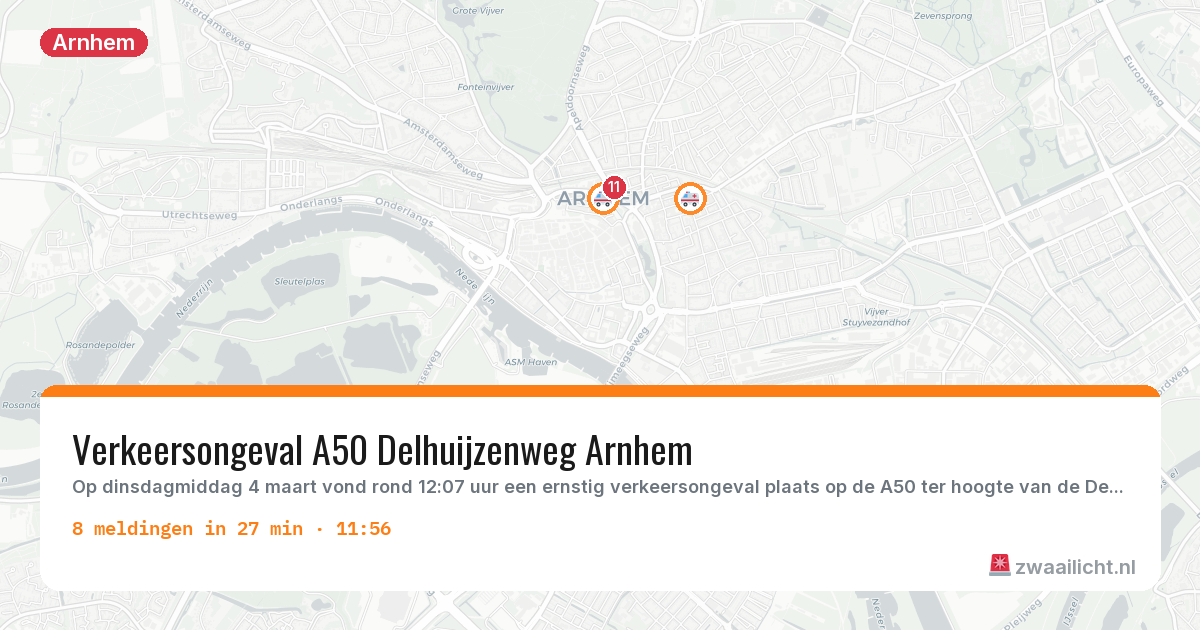 Kaart van de activiteitspiek bij Arnhem