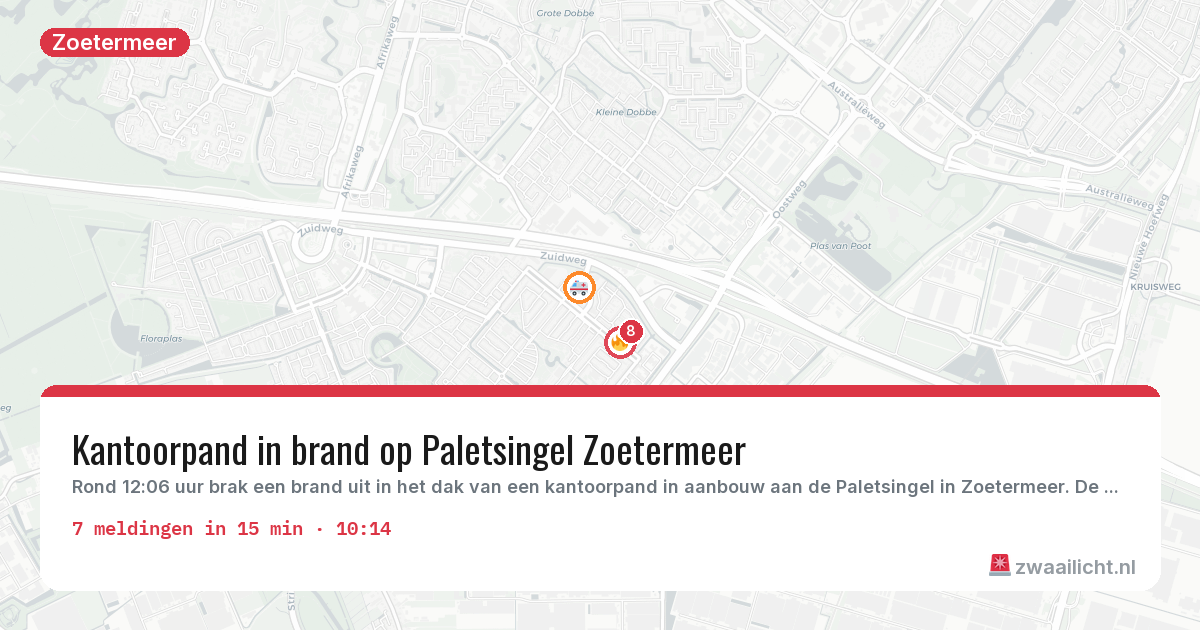 Kaart van de activiteitspiek bij Zoetermeer