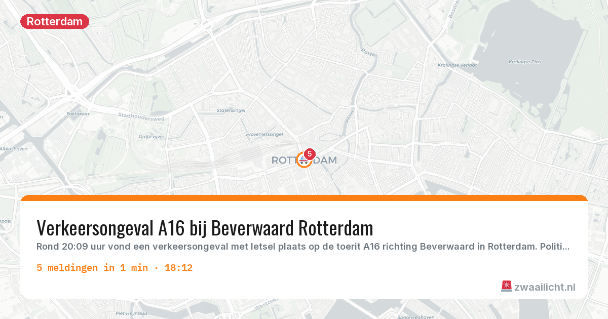 Kaart van de activiteitspiek bij Rotterdam