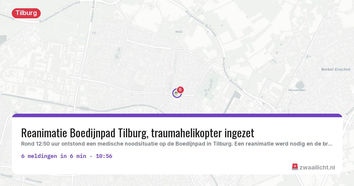 Kaart van de activiteitspiek bij Tilburg