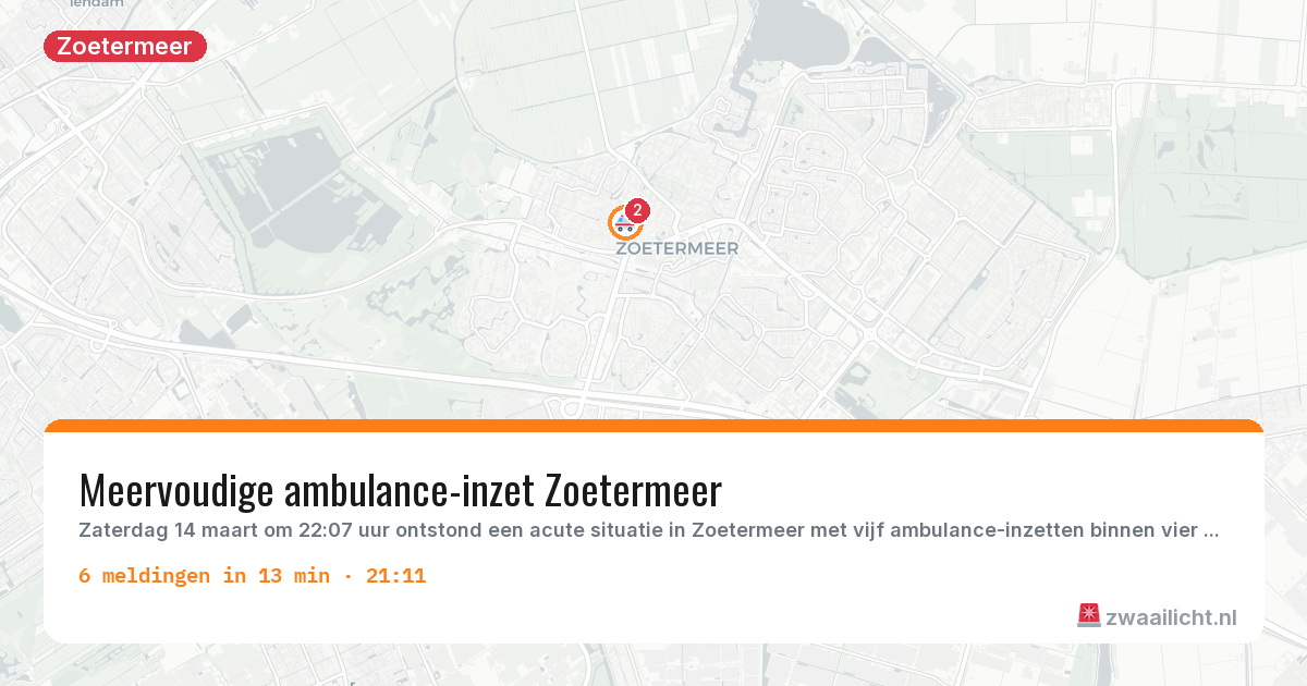 Kaart van de activiteitspiek bij Zoetermeer