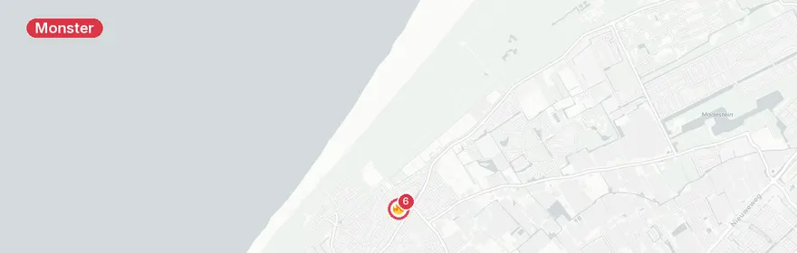Kaart van Woningbrand Duinstraat Monster na fatbike-accu-ontploffing