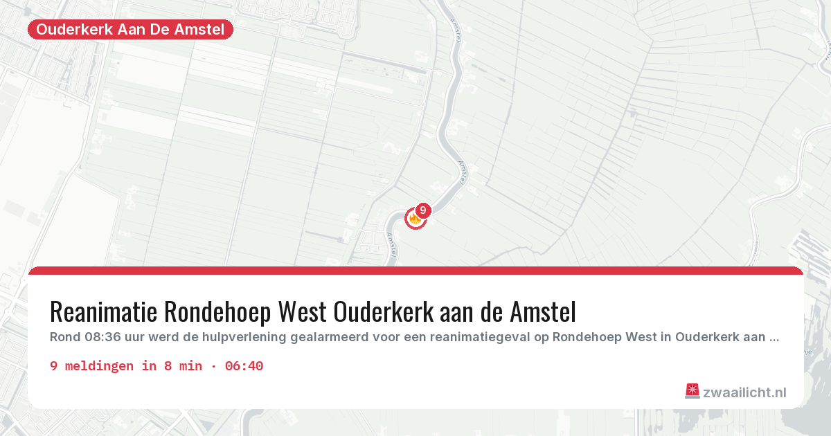 Kaart van de activiteitspiek bij Ouderkerk Aan De Amstel