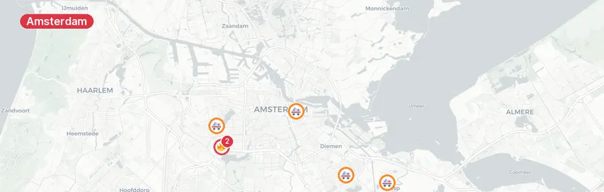 Kaart van Meerdere medische incidenten in Amsterdam