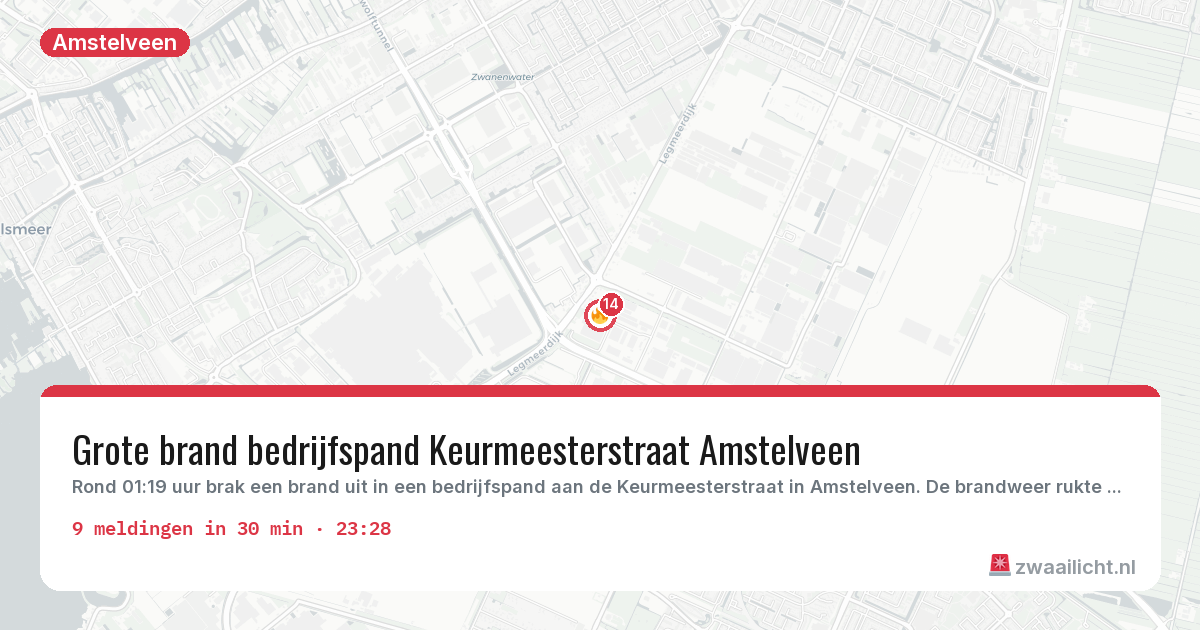 Kaart van de activiteitspiek bij Amstelveen