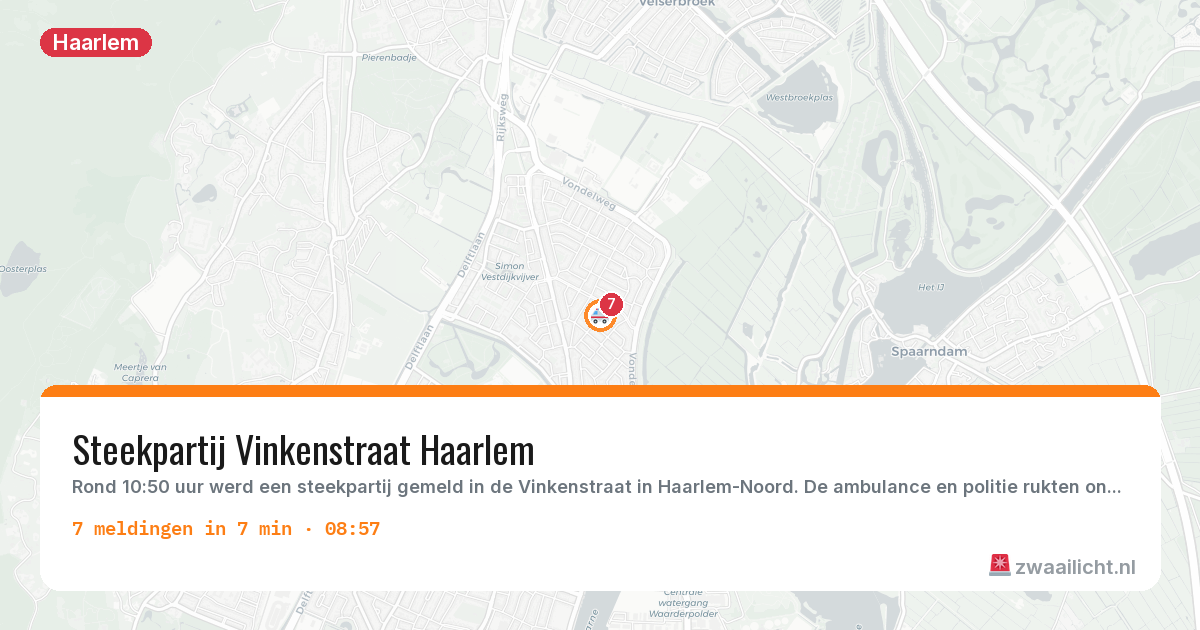 Kaart van de activiteitspiek bij Haarlem