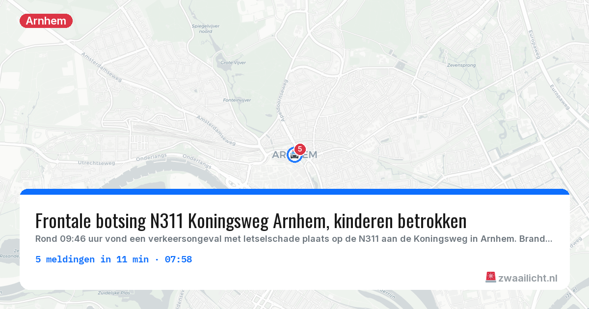 Kaart van de activiteitspiek bij Arnhem