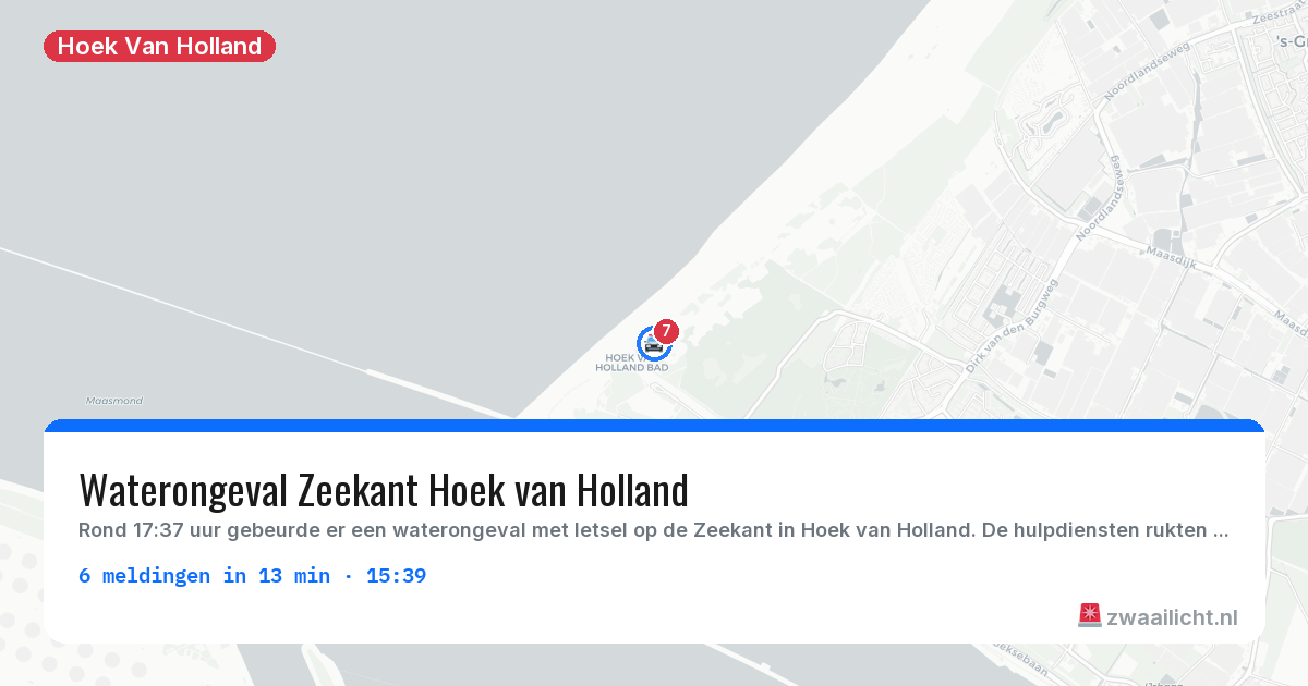 Kaart van de activiteitspiek bij Hoek Van Holland