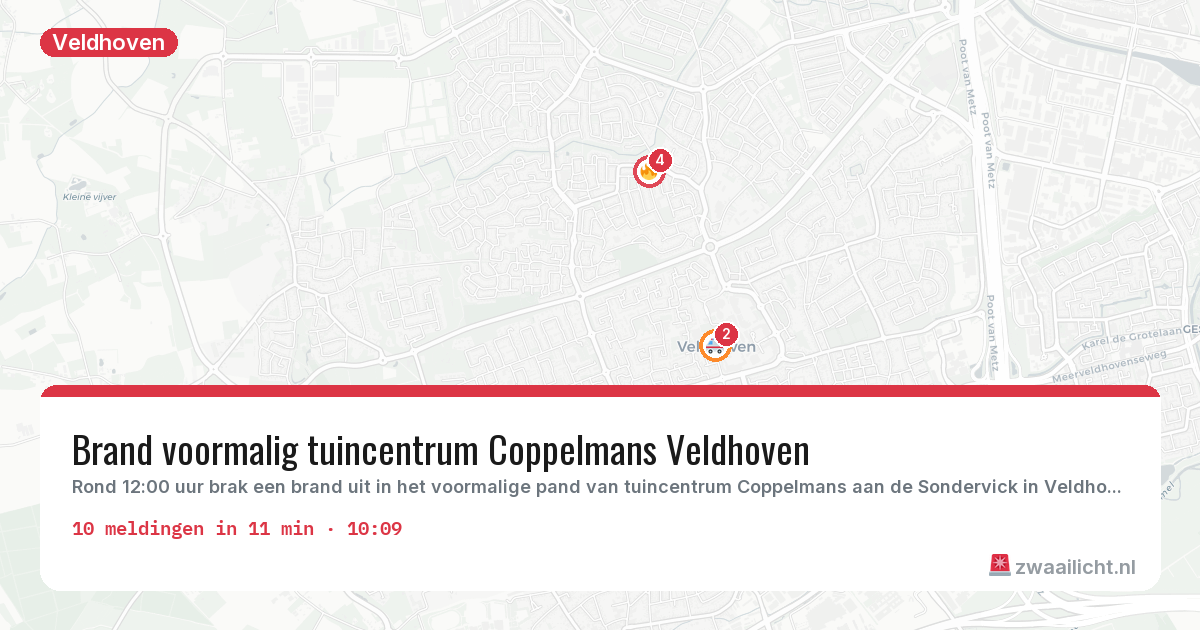 Kaart van de activiteitspiek bij Veldhoven