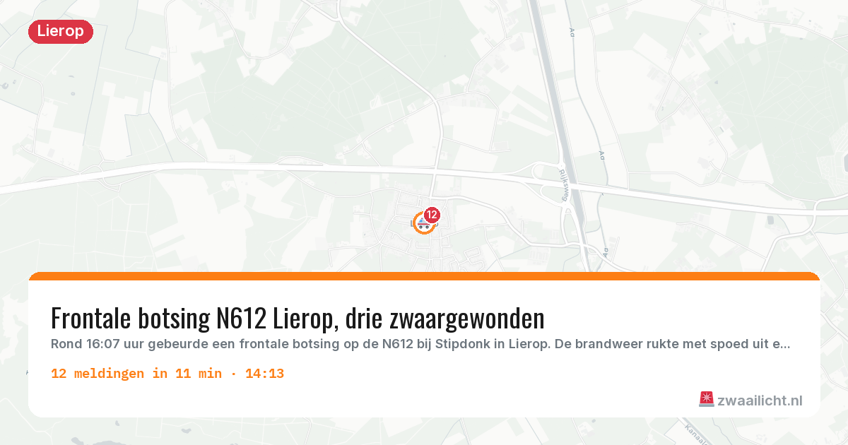 Kaart van de activiteitspiek bij Lierop