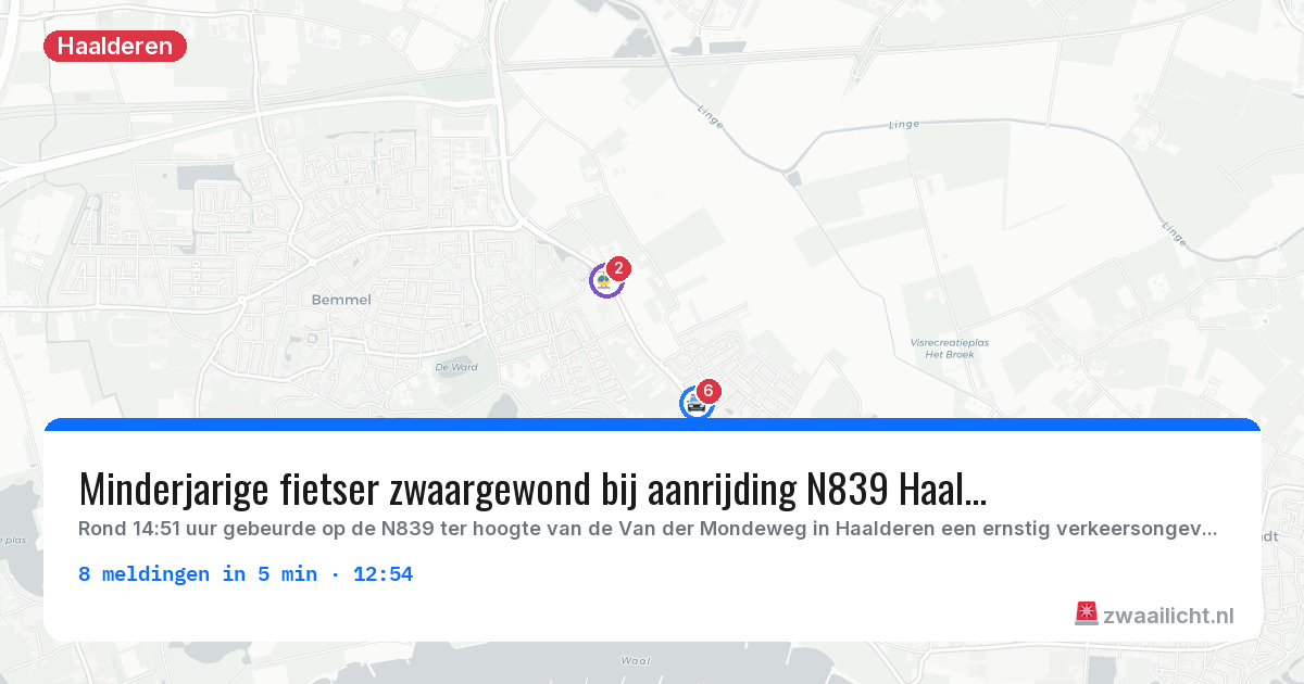 Kaart van de activiteitspiek bij Haalderen