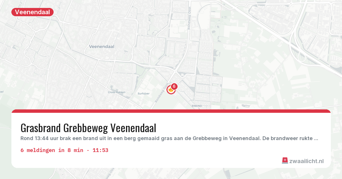 Kaart van de activiteitspiek bij Veenendaal