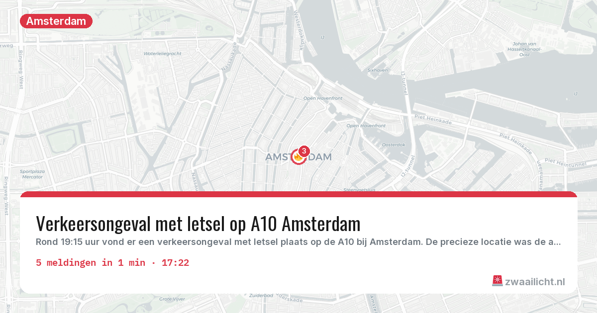 Kaart van de activiteitspiek bij Amsterdam