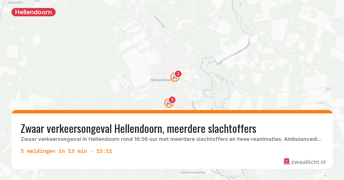 Kaart van de activiteitspiek bij Hellendoorn