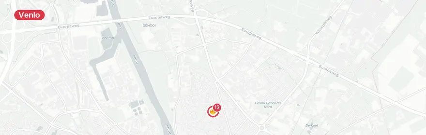 Kaart van Zeer grote brand Belastingdienst Hogeweg Venlo