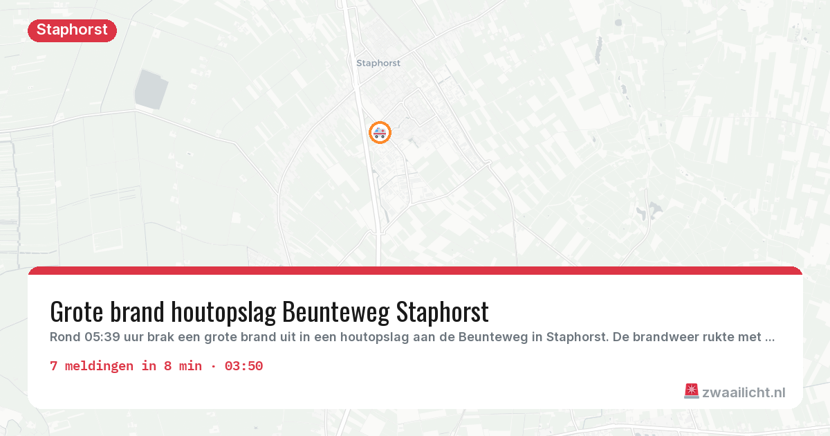 Kaart van de activiteitspiek bij Staphorst