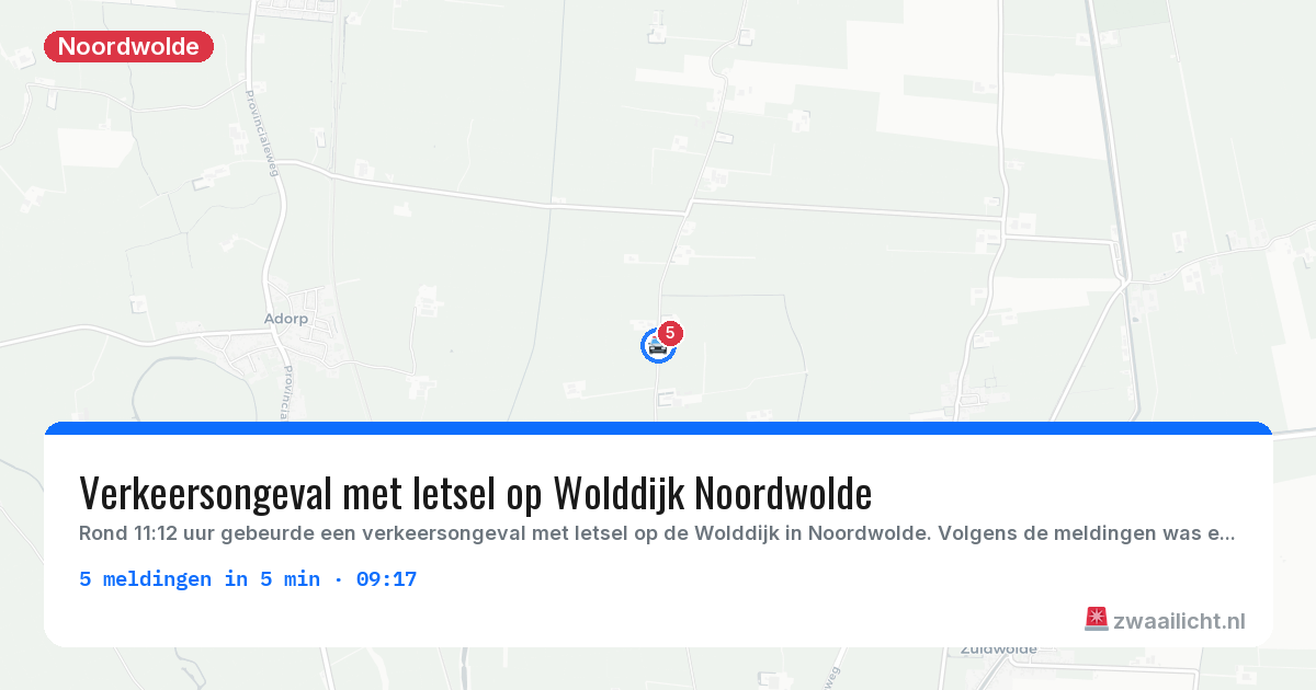 Kaart van de activiteitspiek bij Noordwolde