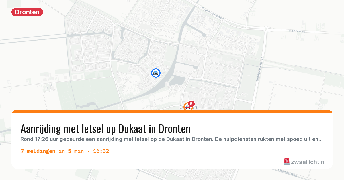 Kaart van de activiteitspiek bij Dronten